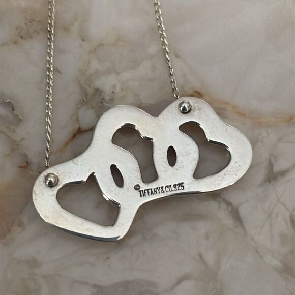 Tiffany & Co. Sterling Silver Three Heart Pendant Necklace 18.5” - Picture 4 of 7
